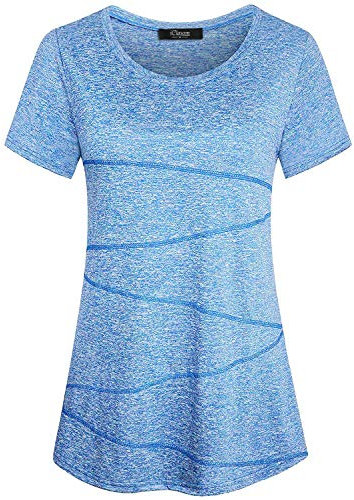 iClosam Damen Sportshirt Yoga Top Laufen Fitness Funktions Shirt, Blau XXL