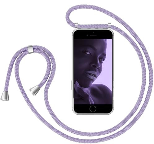 ZhinkArts Collier pour Apple iPhone 7/8 / SE (2020) - 4,7 Display - Étui de Téléphone avec Cordon - Coque pour Smartphone, Ètuis à Bandoulière - Violet