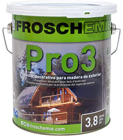 Froschemie 6311 Pro3 113 Castaño 3,8 litros Lasur Protector Decorativo de Madera en Base Acuosa para profesionales