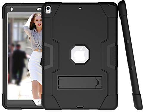 HyFone Hülle für iPad Air 3 2019 & iPad Pro 10.5 - Robust Stoßfest Schwerlast Dauerhaft Ganzkörperschutz Schutzhülle Case Cover für iPad A2152 A2123 A2153 A1701 A1709 - [Schwarz/Schwarz]