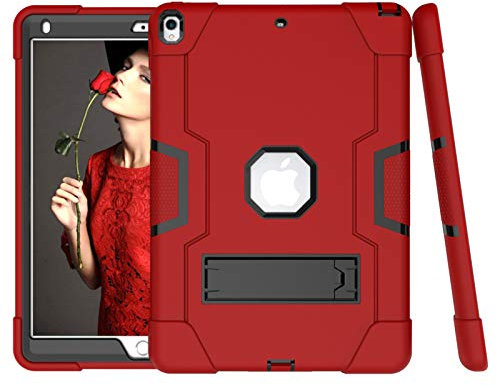 HyFone Coque pour iPad Air 3 2019 & iPad Pro 10.5 - Robuste Antichoc Heavy Duty Durable Protection Corporelle Complète Cover Case pour iPad A2152 A2123 A2153 A1701 A1709 - [Rouge/Noir]