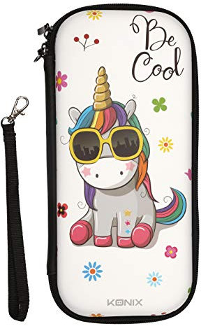 Konix Unik Schutz- und Transporthülle für Nintendo Switch - Aufbewahrung von 8 Spielen - Be Cool Einhorn-Motiv