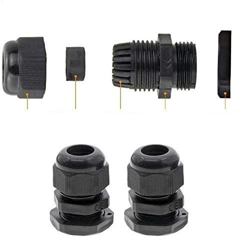 K M Electronics® 2 X 25MM M25 Nylon Cable Gland Glands Compression FIT IP68 Rated Black