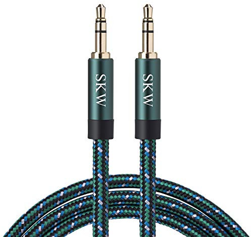 SKW Cavo Aux 3,5mm (audio Hi-Fi), Cavo Audio Jack Maschio a Maschio per stereo domestico, iPhone, iPod, IPad, Echo Dot, Sony ecc. (1.5M,Verde)
