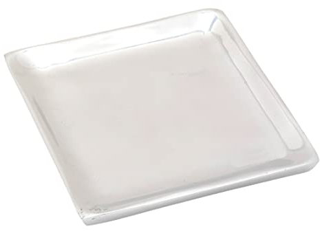 NKlaus Alu Kerzenteller viereckig 8x8cm innen Silber poliert Kerznehalter Untersetzer 10408