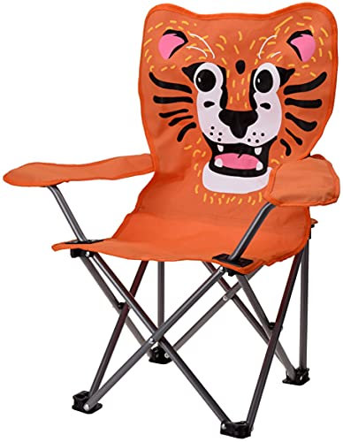 matrasa Campingstuhl für Kinder - Klappstuhl Strandstuhl Gartenstuhl Kinderstuhl - Hai Marienkäfer Flamingo Frosch (Tiger (Orange))