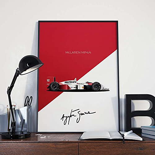 VVSUN Ayrton Senna Formel 1 McLaren Poster F1 Poster Rennwagen Wandbild Leinwand Malerei Drucke für Wohnzimmer Wohnkultur 50X75cm 20x30inch Kein Rahmen