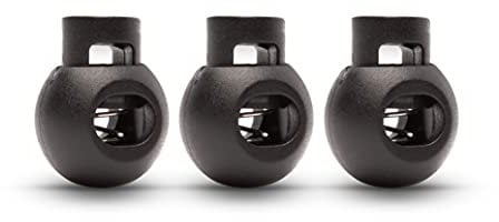 Realm Single Hole Round Cord Locks Black with Spring Loaded Push Button, Pack of 10