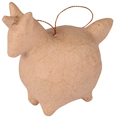 Décopatch NO045C - Tannenbaumkugel aus Pappmaché, Einhorn Form, zum Aufhängen 11cm, für Weihnachtsbaum, einfach zum Verzieren, Kartonbraun, 1 Stück