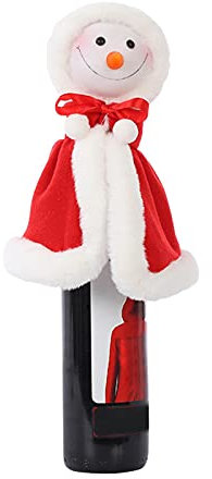 Couvercle de bouteille de vin de Noël - Décoration de tête de Père Noël - Couverture de bouteille de vin de Noël avec atmosphère festive - Convient pour vos fêtes de Noël