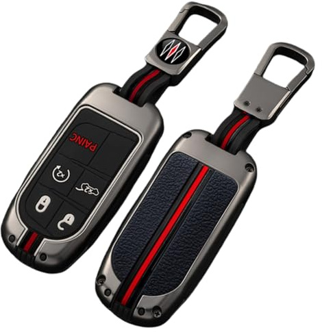 Otai Auto-Flip-Schlüsseletui aus Zinklegierung Abdeckung Schlüsselanhänger passend für Jeep Renegade Compass Grand Cherokee Chrysler 300C Wrangler Dodge Fiat Freemont