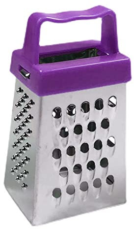 Cheese Grater,Stainless Steel Slicer,Box Grater 4-Sided Vertical Non-Slip Safe Vegetables Shredder for Kitchen,Potato,Vegetable,Fruit Purple