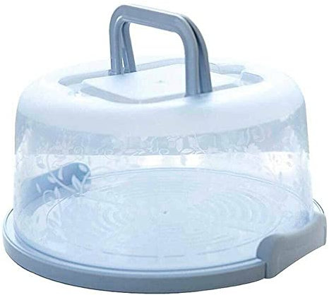 FUTAIKANG 25*21*13cm Tortenbehälter Kuchen-Transportbox rund mit Deckel ,Transportbox Tortenglocke mit Kühlung, Haube und Tragegriff,einfach zu tragen und zu verwenden (BLAU)
