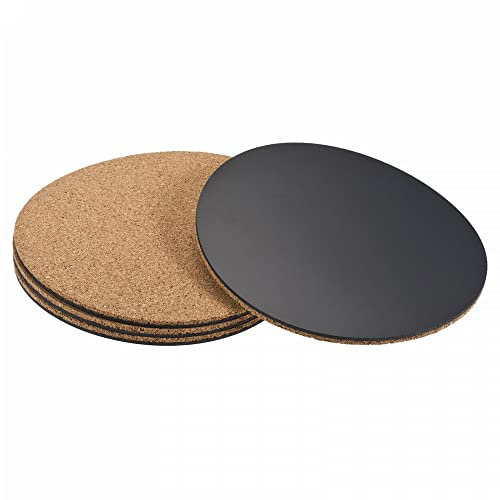 sourcing map Cork Plant Mat 6 Inch Round Plastic Absorbent and Waterproof Coaster Suitable for Home Garden Pot, Pack of 4