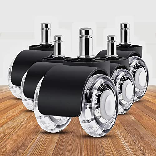 WOLAFOO Bürostuhl Rollen 10 mm x 22 mm, Hartbodenrollen für IKEA & Topstar, 360 Grad Drehung ohne Kratzer, 5er Set Schreibtischstuhl Rollen für Hartböden, Parkett, Teppich, Laminat und Fliesen