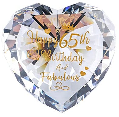 Ornalrist 65th Birthday Gifts for Women Heart Crystal Keepsake Happy 65th Birthday and Fabulous Presents for Mother Friends Ladies (65 Years)
