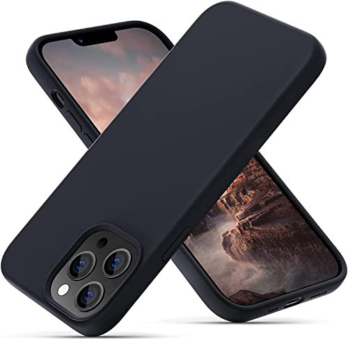 OitiYaa Liquid Silicone Case Compatible with iPhone 13 Pro Case,Full Body Protection,Ultra Slim Shockproof Phone Case with Soft Anti-Scratch Microfiber Lining,6.1 inch,Black