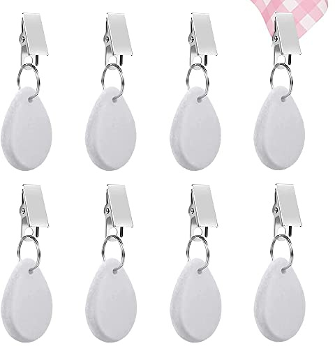 Wuzdy 8 Stück Tischdeckenbeschwerer Marmor, Tischdeckenbeschwerer Set | Tischdeckenbeschwerer Stein, Tischdecken Gewichte, Weiß Oval, Für Familie Party, Camping Picknick, Party, Garten Tischplatten