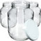 KADAX Lot de 4 bocaux en verre de 2,5 L, 100 mm, pots de concombre, bocaux ronds (couvercle blanc)
