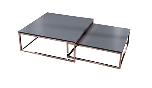 LEBENSwohnART 2er Set Design Couchtisch MENTO anthrazit Kupfer 75cm
