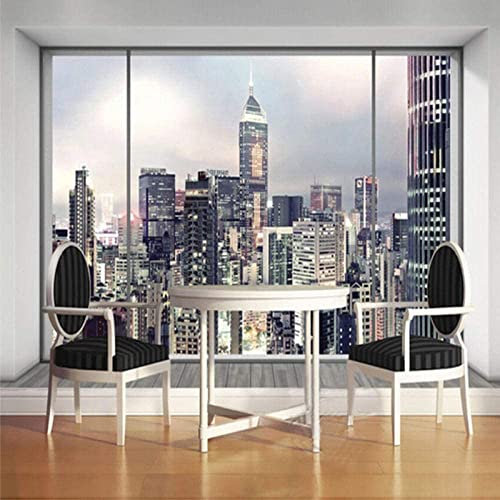 3D Photo Wallpaper New York City Landscape Bar Bedroom Living Room Theme Wallpaper 3D Stereoscopic Mural Self-Adhesive Wall Photo Removable Wall Posters Peel and Stick Wall Art 350(W) x256(H) cm