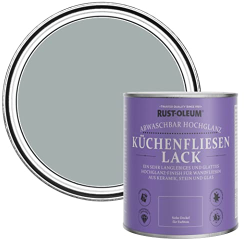 Rust-Oleum Grey Water-Resistant Kitchen Tile Paint in Gloss Finish - Mineral Grey 750ml