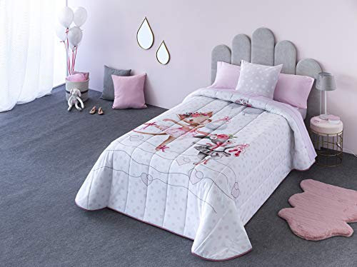 EL HOGAR DE PAULA - Colcha Cama 105 Infantil. Colcha Bouti Acolchada. Colchas Cubrecamas Infantiles 100% Algodón. 205x265 cm. Gramaje 100 gr Ligero Suave. Fabricado en España. Diseño Ballet
