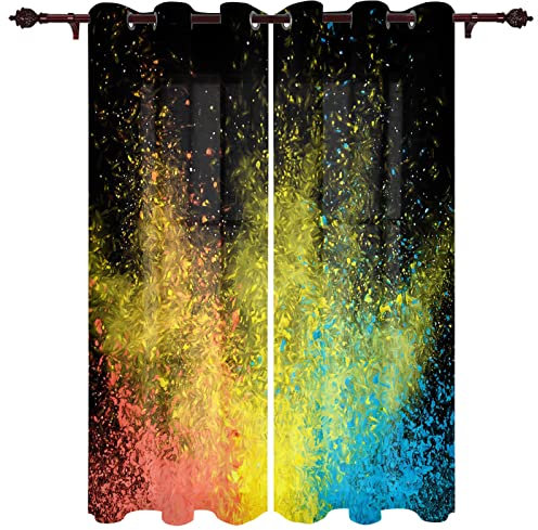 BIURKA Blackout Curtain, Color Paint Splash Waterproof Fabric Curtains for Children's Room, Eyelets Top for Curtains, 3D Digital Print, 100% Polyester 220x210cm