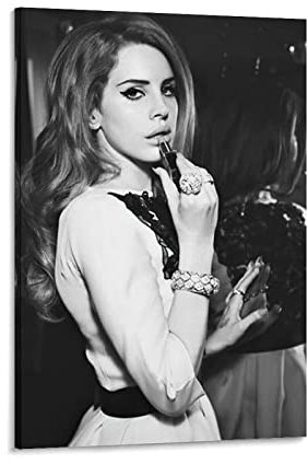 NANXIANG Lana Del Rey Poster, amerikanische Sängerin, Schwarz-Weiß, Kunstposter, Leinwand-Kunstposter und Wandkunst