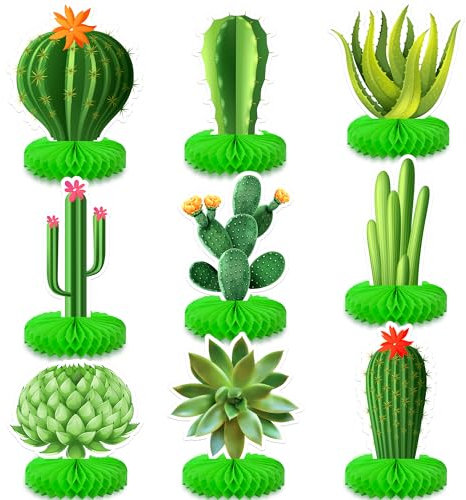 KatchOn, Pack of 9 Cactus Centerpieces for Party - Fiesta Party Decorations | Mexican Party Centerpieces, Succulent Party Decorations | Taco Party Decorations, Taco Bout Love Bridal Shower Decorations