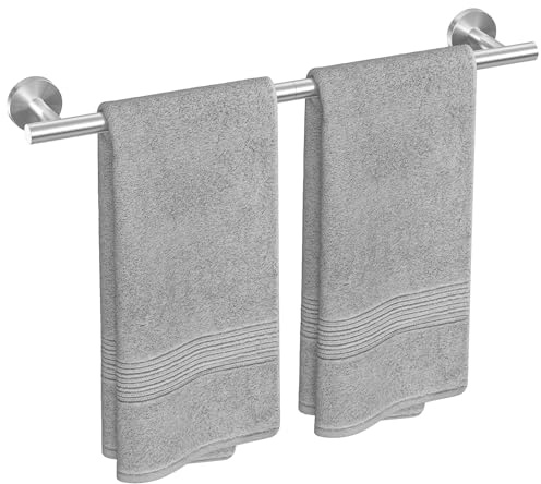 USHOWER Brushed Nickel Towel Bar, 24-Inch Towel Rack for Bathroom Wall Mounted, Thicken SUS304 Stainless Steel Towel Rod Modern Home Decor (Total Length 26-Inch)