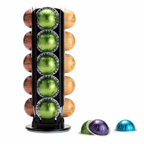 ZCDCP Support de dosettes Nespresso pour Vertuo - Support de rangement à 360 degrés - Support de dosettes de café chromé pour Nespresso Vertuo, 20 dosettes