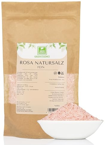 Rosa Himalaya-Salz fein 1kg Himalaya Salz aus Pakistan von Green Essence | Rosa unjodiert Steinsalz, Kristallsalz, Himalayan Salt, Premium Qualität, naturbelassen, unbehandelt feines Himalayasalz 1 kg