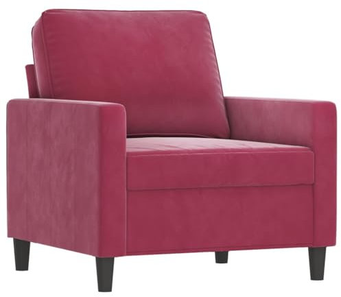 vidaXL Fauteuil, Siège avec Accoudoirs, Chaise de Relaxation avec Dossier, Fauteuil TV de Salon Salle de Séjour, Moderne, Rouge Bordeaux Velours