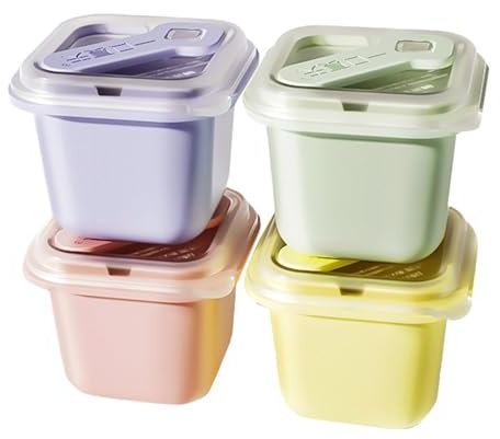 Moldes para helados – Bandeja de hielo hecha a sí misma para paletas, bandeja congelada para alimentos para bebés, moldes de paletas de helado | 4 moldes pequeños para helados, recipientes de