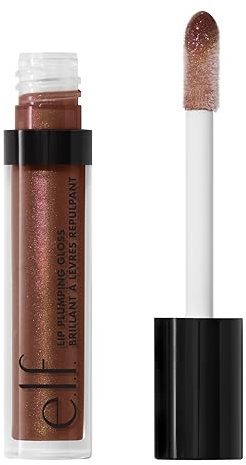 e.l.f. Lip Plumping Gloss, hochglänzende schimmernde Farbe, spendet Feuchtigkeit & lässt die Lippen voller erscheinen, mit Vitamin E, vegan & tierversuchsfrei, Chocolate Glaze