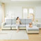ARBOEE Universell für L-förmiges Ecksofa, Sofabezug, Wohnzimmersofa, Jacquard-Sitzkissen (mit 2 Kissenbezügen) (Hellgrün, 3-Sitzer)