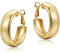 Gold Silber Creolen Eckig Silber 925 Chunky Goldene Ohrringe Damen Geschenk für Frauen Freundin