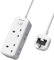 2M Extension Lead with 3 USB Slots, Mscien Shaver Plug Adaptor UK 2 Way with 13A Fuse, Extension Cable 2 Metre with Wall Mountable, Power Strip for Electric Toothbrush, Shaver (3250W)