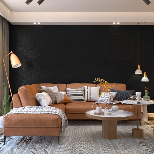 XRUIBZI Plain Black Wallpaper 60cmx1000cm Sticky Back Plastic Worktop Vinyl Covering Solid Black Kitchen Contact Paper Self Adhesive Waterproof Wall Paper for Kitchen Countertop Wall