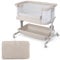 COSTWAY 3 in 1 Beistellbett, Reisebett Baby mit Matratze, Babybett 6 Fach höhenverstellbar mit Aufbewahrungskorb & Tragetasche, tragbarer Stubenwagen mit Rollen für Baby bis 6 Monaten (Beige)