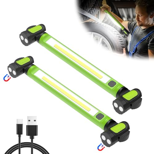 wokelux Arbeitsleuchte, 3000 lm, Mechaniker-Arbeitsleuchte, 5200 mAh, wiederaufladbare LED-Arbeitslichtleiste, tragbar, schnurlos, magnetische Arbeitsleuchten mit Haken für Inspektion, Werkstatt,