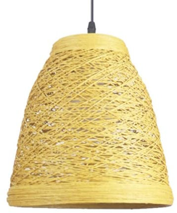 HCIPJQY Luz Colgante De Tejido Amarillo, Lámpara Colgante De Techo Retro para Dormitorio Lámpara Colgante De Ratán con Una Sola Luz Lámpara Colgante para Habitación De Niños, Isla De Cocina