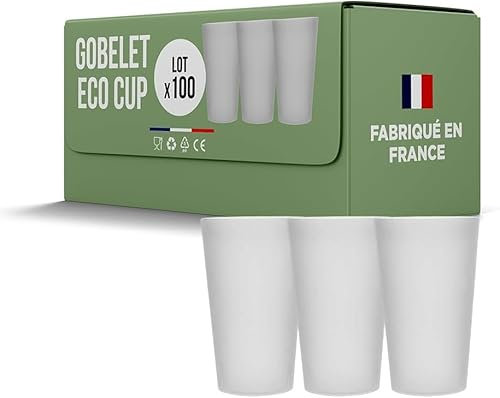 SPARKLERS CLUB Lot de 100 Gobelets Réutilisables ECOCUP 30cl - Gobelet Bière et Réutilisable en Polypropylène,Prise en Main facile, Gobelet Eco Cup pour tout évènement