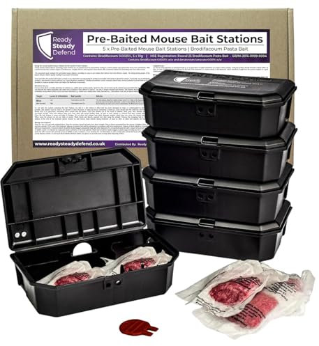 Pre Baited Pasta Mouse Boxes - 5 Pack for Effective Mouse Box Traps, Ideal Mouse Trap and Mouse Traps for Indoors Solution, Quick Setup and Ready to Use - Professional Bait For Indoors