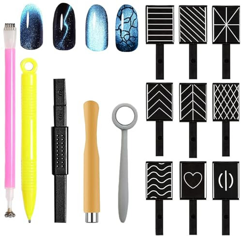 14 Stück Cat Eye Magnet, Diy Magic 3d Magnet Stick Set Mit Cat Eye Gel Pulver Oder Nagellack, Nagel Magnet Stift Stick Tool Set, Für Ideal Katzenaugen Magische Effekt