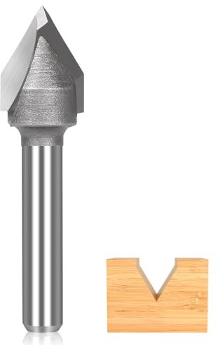 V Groove CNC Router Bits 1/4 Shank with 60-Degree 1/2-Inch Cutting Diameter, Carbdie Tip Engraving Bit CNC Woodwork Tools