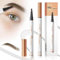 2 Stück Microblading Augenbrauenstifte, 2025 Upgraded 3D Wasserfest mit 4 Gabelspitzen, Langlebig, Natürlich, Feiner, ein Magischer Eyebrow Pencil für Frauen und Mädchen (Grau 2Stück)
