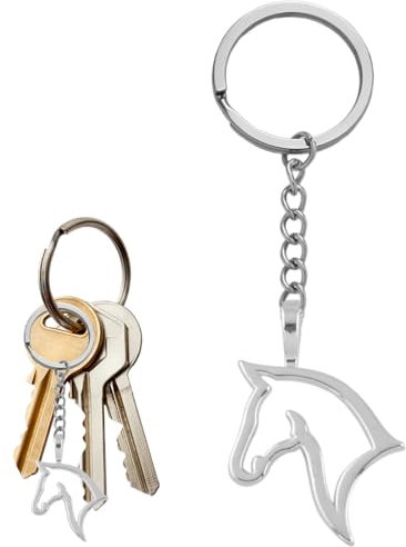 UEIOAVL Porte-clés femme, Porte-clés exquis en forme de tête de cheval avec pendentif à motif de tête de cheval en acier inoxydable creux adapté aux amoureux des chevaux hommes et femmes