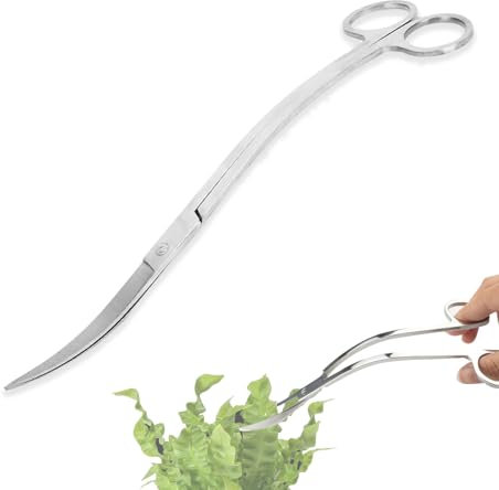 DAAIZIII Edelstahl Gebogene Aquarium Schere,25 cm Aquarium Pflanzenschere,Aquascaping,Aquarium Werkzeug,Wave Scherev,Aquarium Schere Gebogen,Pflanzenschere Für Wasserpflanzen (25 cm, Silber)